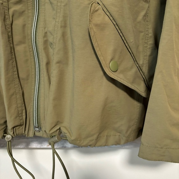 J. Crew Olive Green Full Zip Cinch Crop Waist Hoodie Windbreaker Jacket NWT - Picture 4 of 7